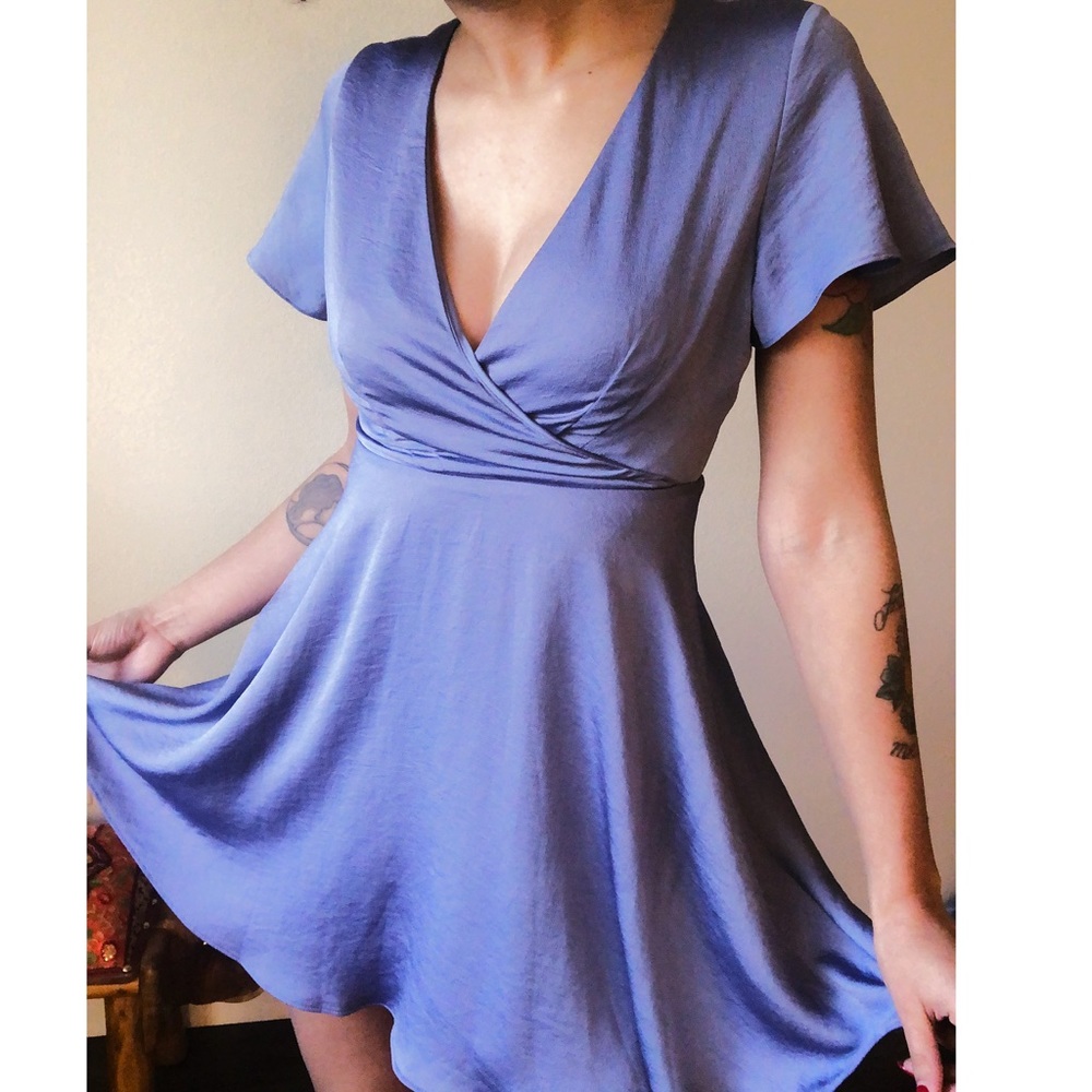 EXPRESS Lilac Satin A-Line Mini Dress
